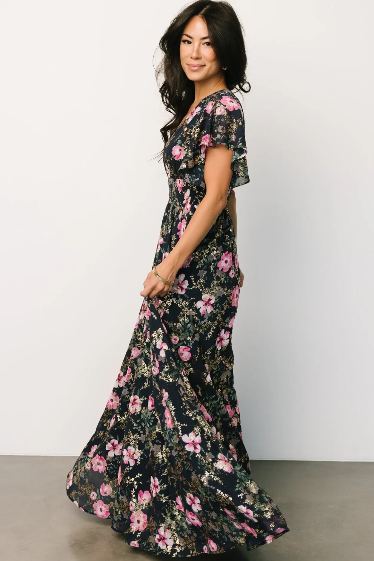 New Baltic Born Lynlee Metallic Maxi Dress | Dark Blue + Pink DarkBlue+Pink