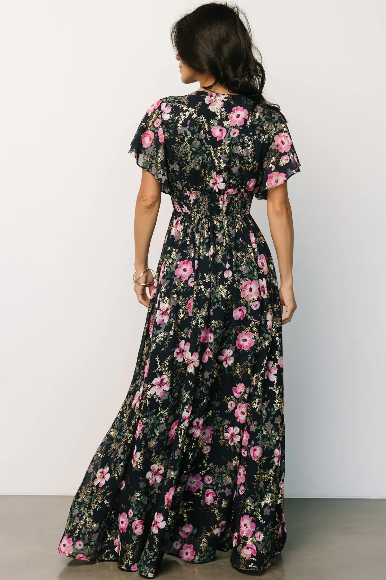 New Baltic Born Lynlee Metallic Maxi Dress | Dark Blue + Pink DarkBlue+Pink