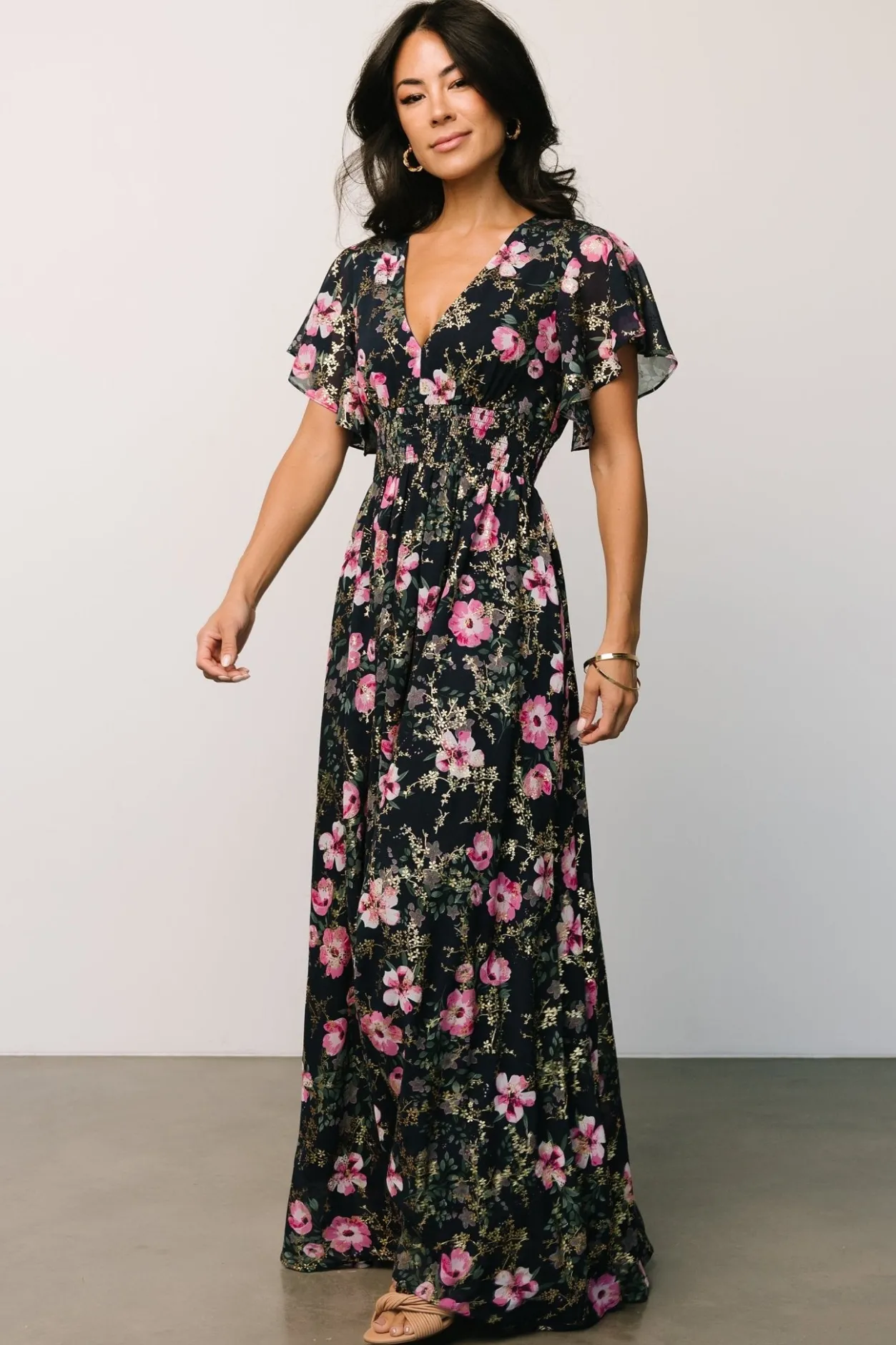 New Baltic Born Lynlee Metallic Maxi Dress | Dark Blue + Pink DarkBlue+Pink