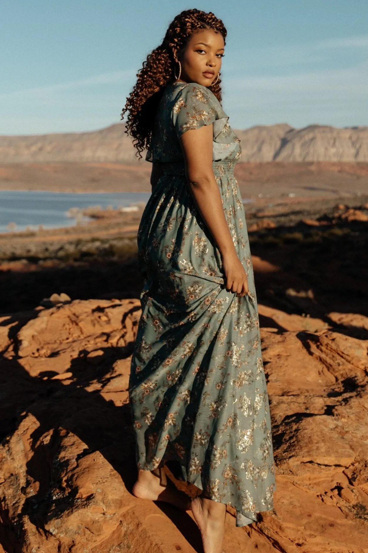 Discount Baltic Born Lynlee Metallic Maxi Dress | Eucalyptus