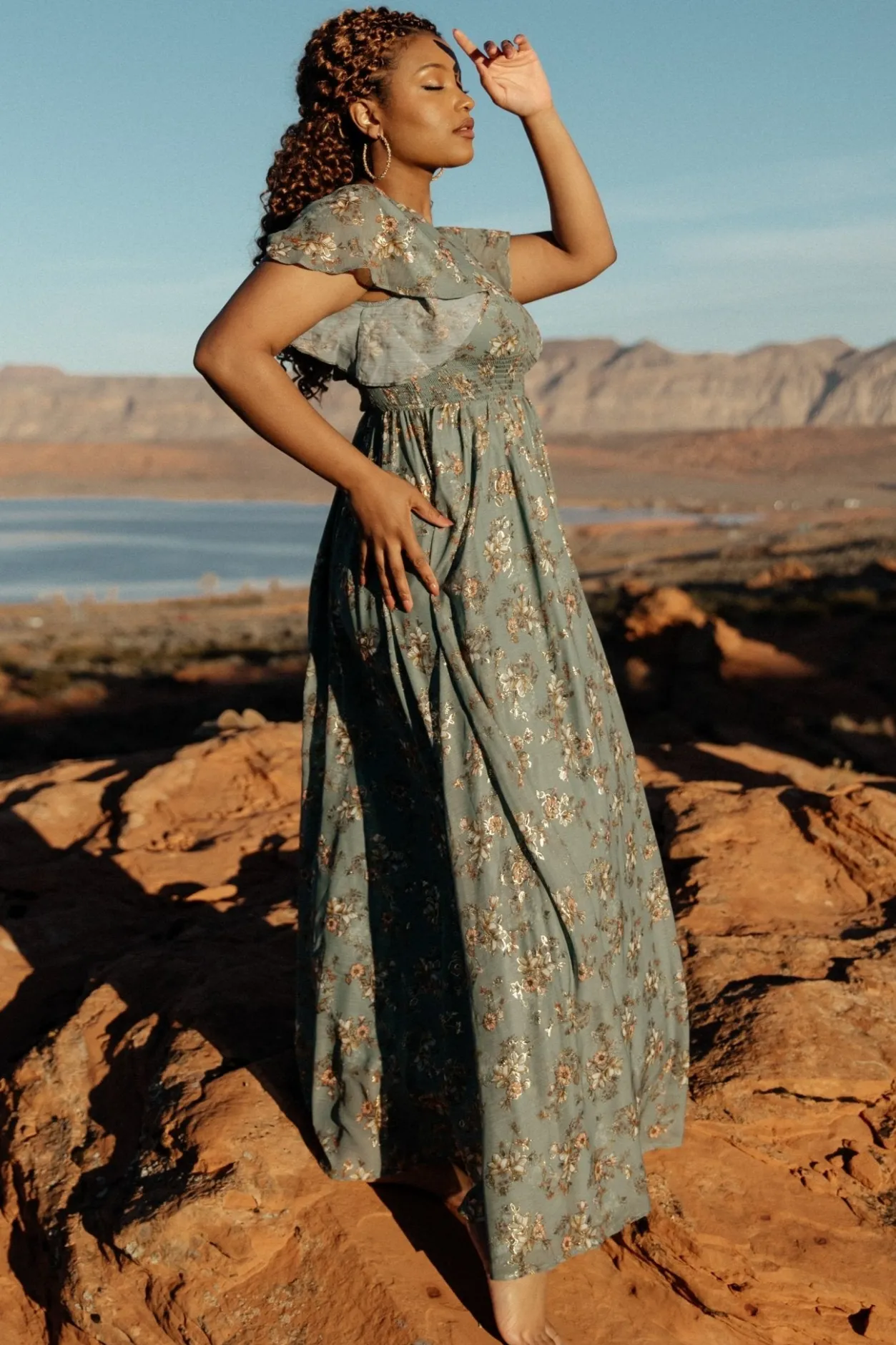 Discount Baltic Born Lynlee Metallic Maxi Dress | Eucalyptus