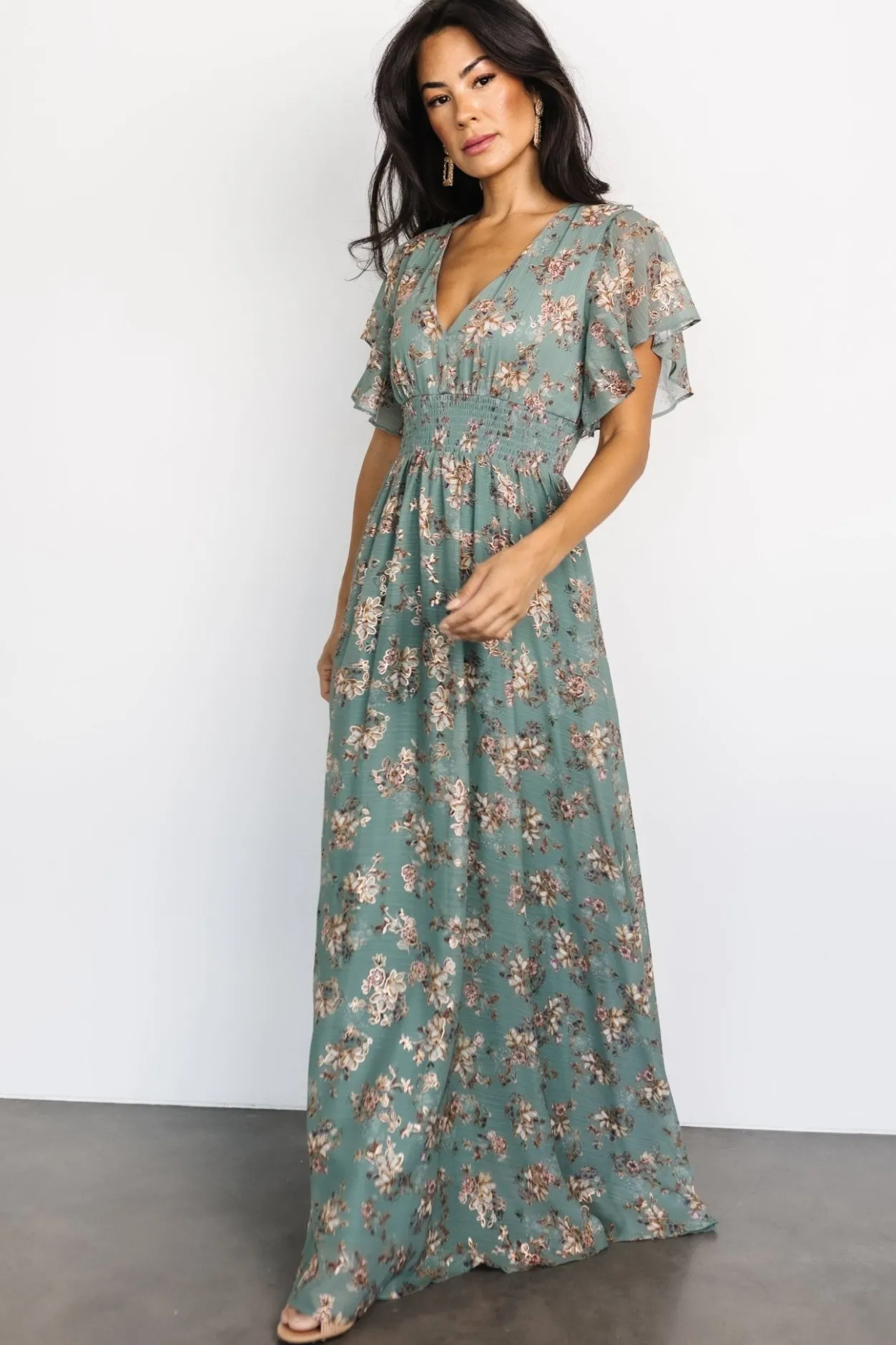 Discount Baltic Born Lynlee Metallic Maxi Dress | Eucalyptus