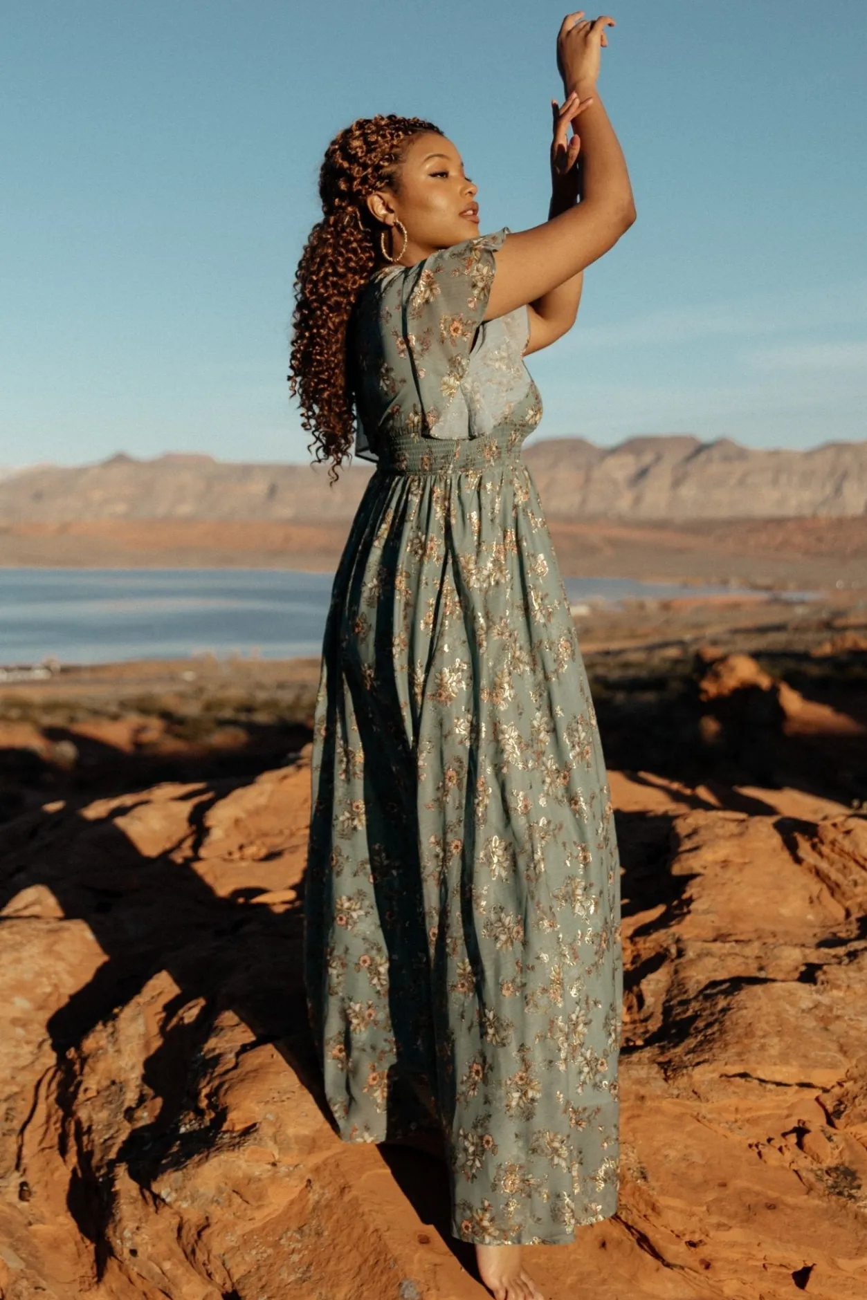 Discount Baltic Born Lynlee Metallic Maxi Dress | Eucalyptus