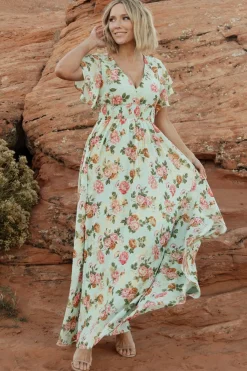 Outlet Baltic Born Lynlee Metallic Maxi Dress | Sage + Pink Sage+Pink