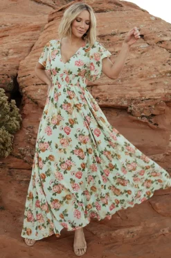 Outlet Baltic Born Lynlee Metallic Maxi Dress | Sage + Pink Sage+Pink