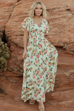 Outlet Baltic Born Lynlee Metallic Maxi Dress | Sage + Pink Sage+Pink