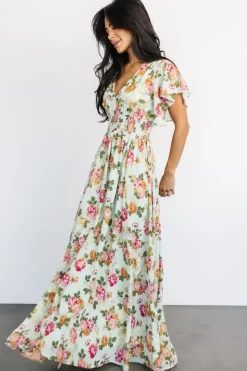 Outlet Baltic Born Lynlee Metallic Maxi Dress | Sage + Pink Sage+Pink