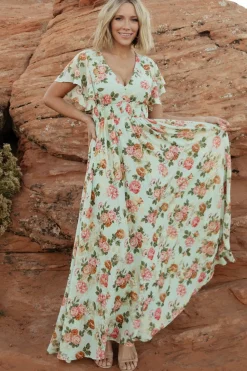 Outlet Baltic Born Lynlee Metallic Maxi Dress | Sage + Pink Sage+Pink