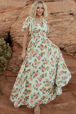 Outlet Baltic Born Lynlee Metallic Maxi Dress | Sage + Pink Sage+Pink