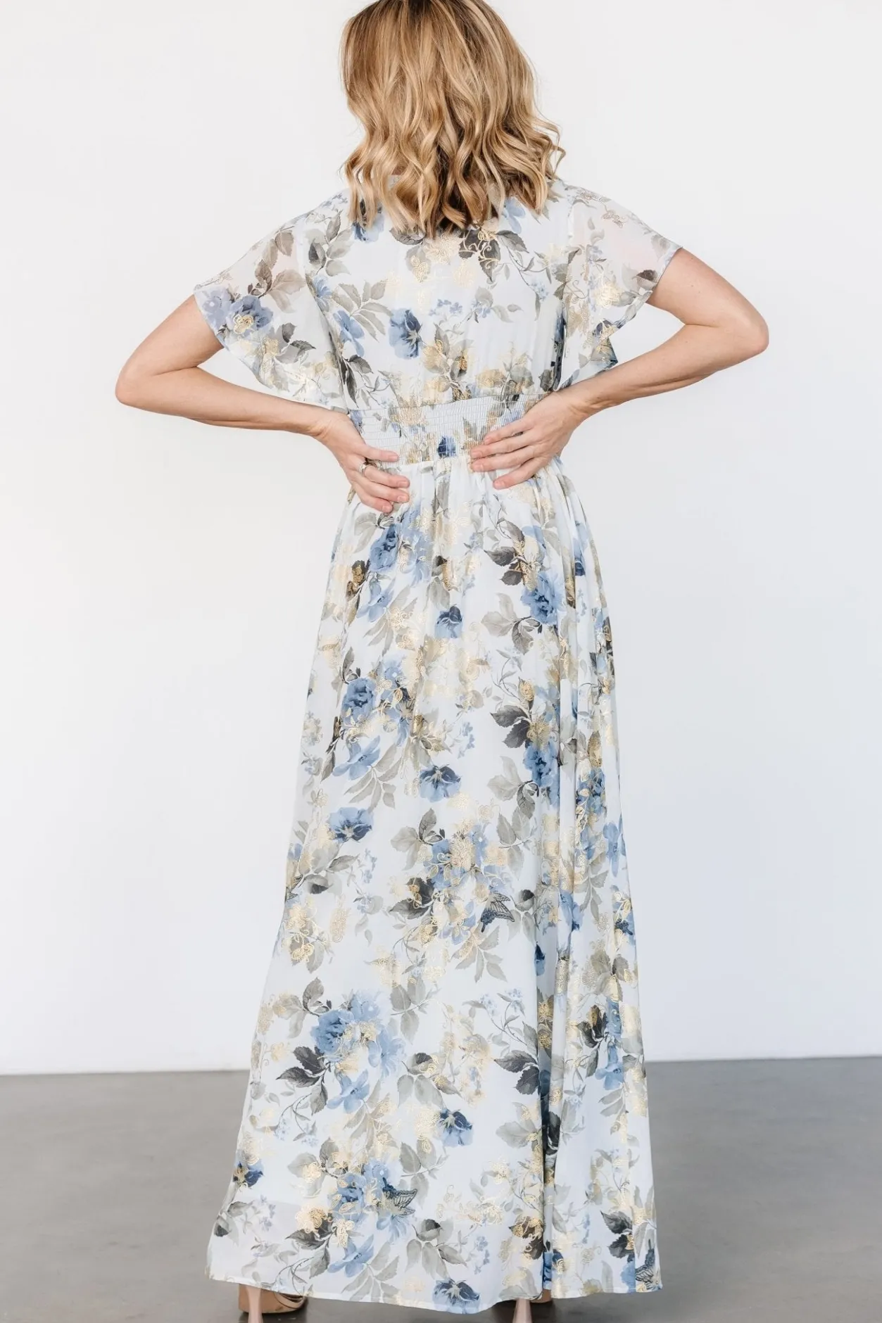 Clearance Baltic Born Lynlee Metallic Maxi Dress | Dusty Blue DustyBlue