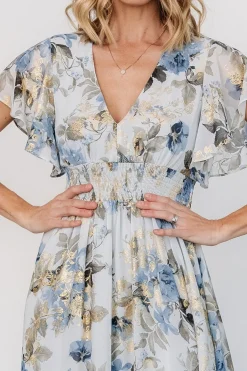 Clearance Baltic Born Lynlee Metallic Maxi Dress | Dusty Blue DustyBlue