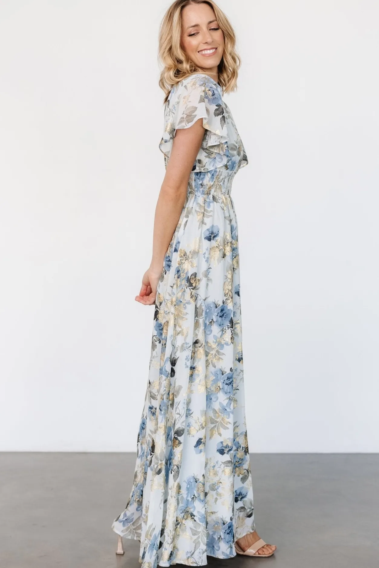 Clearance Baltic Born Lynlee Metallic Maxi Dress | Dusty Blue DustyBlue