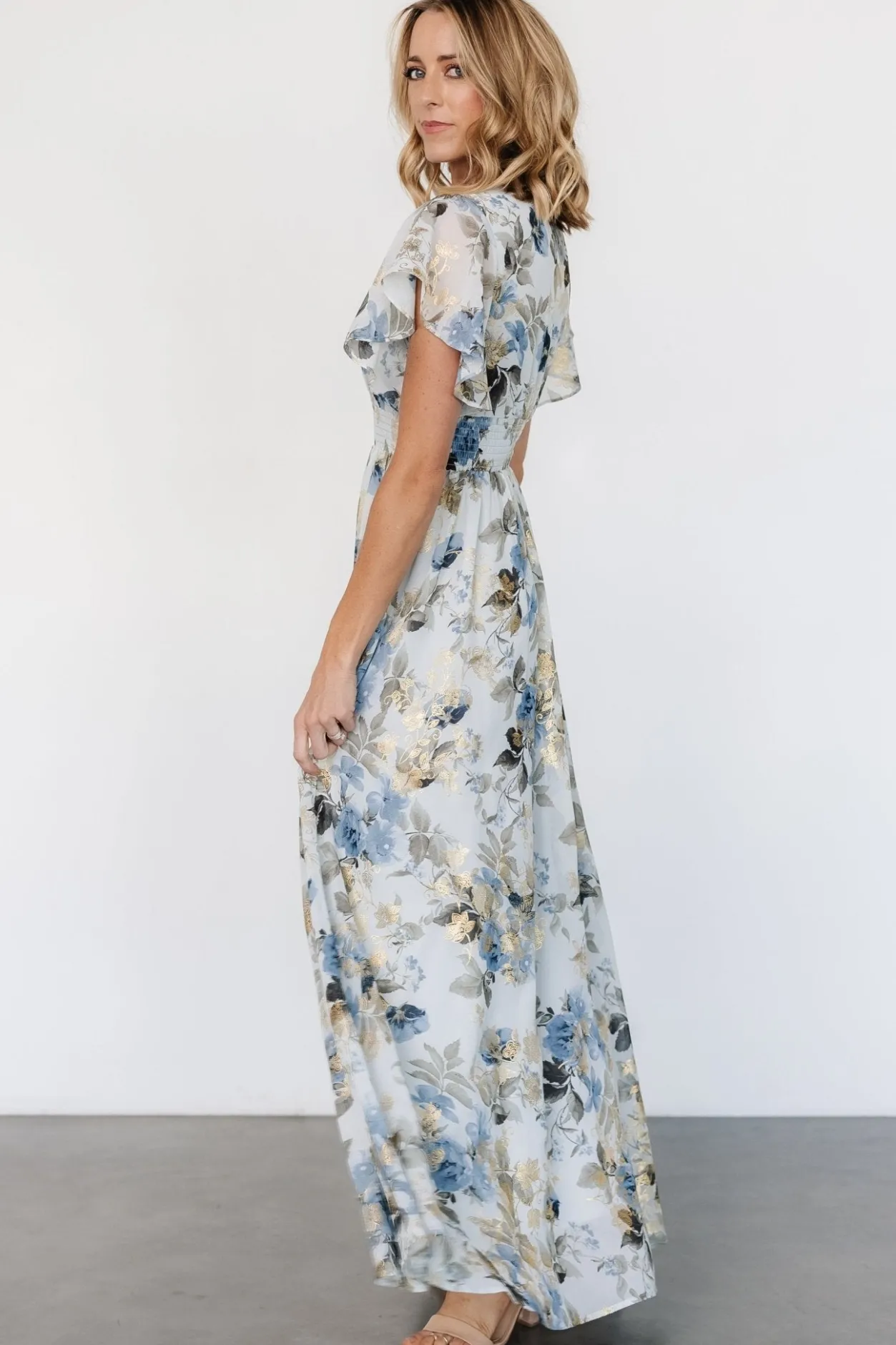 Clearance Baltic Born Lynlee Metallic Maxi Dress | Dusty Blue DustyBlue