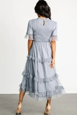 Clearance Baltic Born Lysandra Smocked Dot Dress | Dusty Slate DustySlate