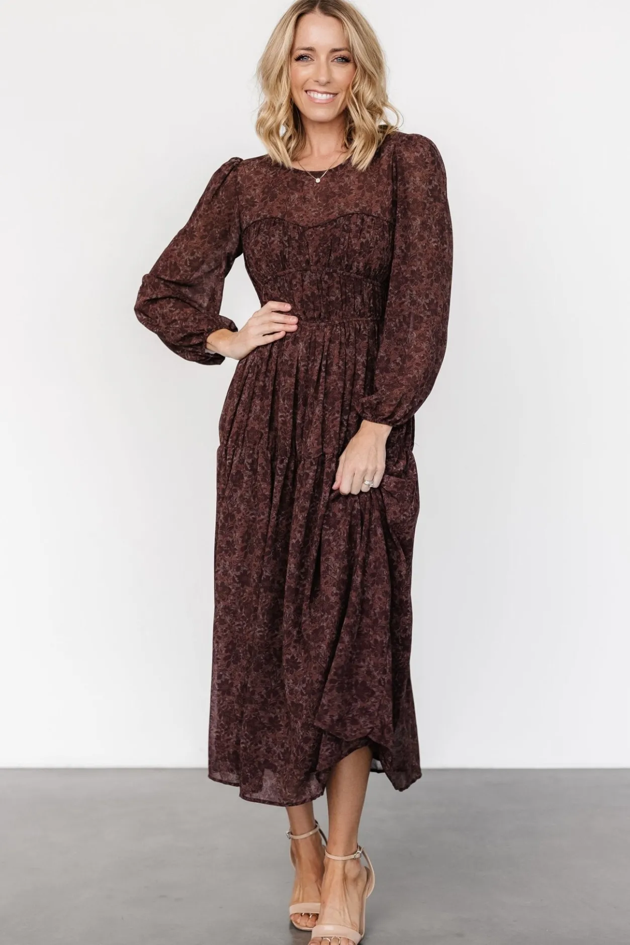 New Baltic Born Madelyn Maxi Dress | Brown Floral BrownFloral