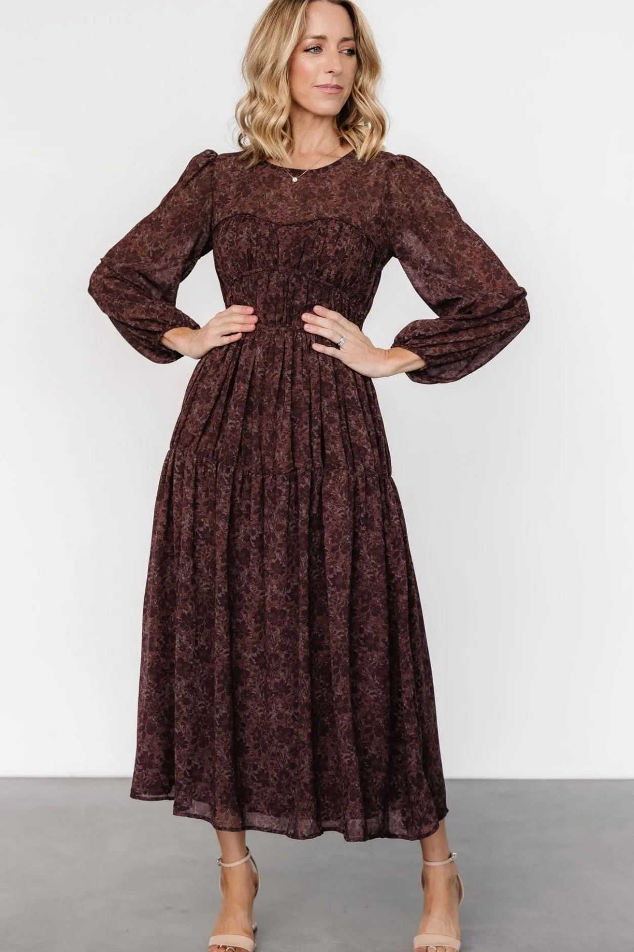 New Baltic Born Madelyn Maxi Dress | Brown Floral BrownFloral