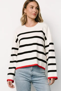 Sale Baltic Born Madilyn Striped Sweater | Off White + Black OffWhite+Black