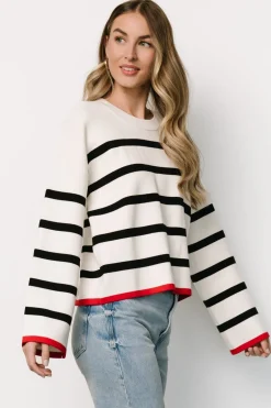 Sale Baltic Born Madilyn Striped Sweater | Off White + Black OffWhite+Black