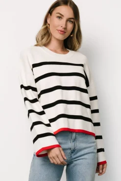 Sale Baltic Born Madilyn Striped Sweater | Off White + Black OffWhite+Black