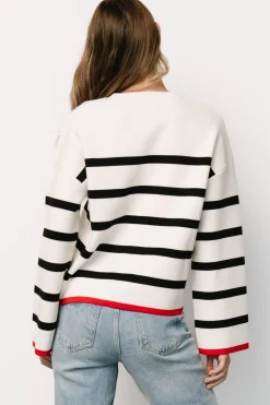 Sale Baltic Born Madilyn Striped Sweater | Off White + Black OffWhite+Black