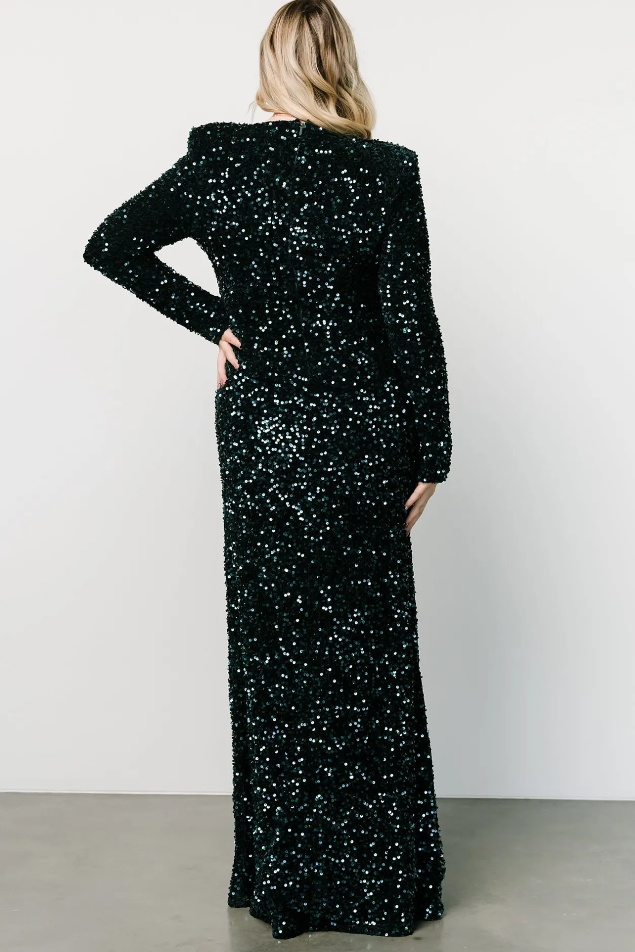 New Baltic Born Madonna Sequin Maxi Dress | Emerald