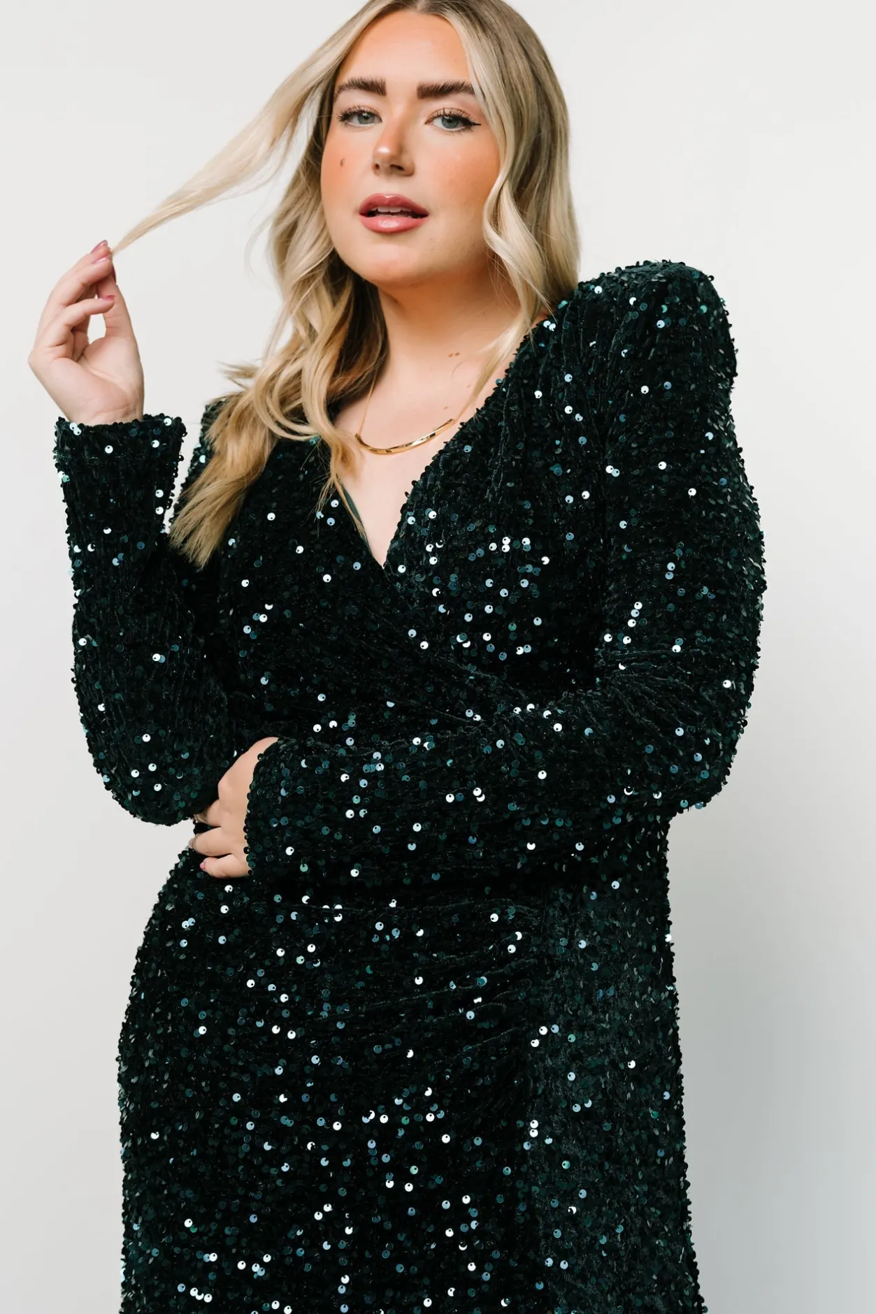 New Baltic Born Madonna Sequin Maxi Dress | Emerald