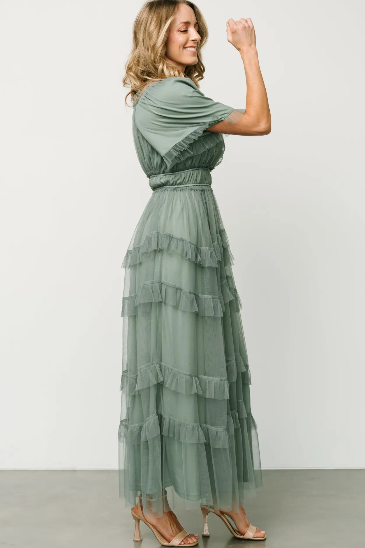 Best Baltic Born Magdalena Tulle Maxi Dress | Eucalyptus