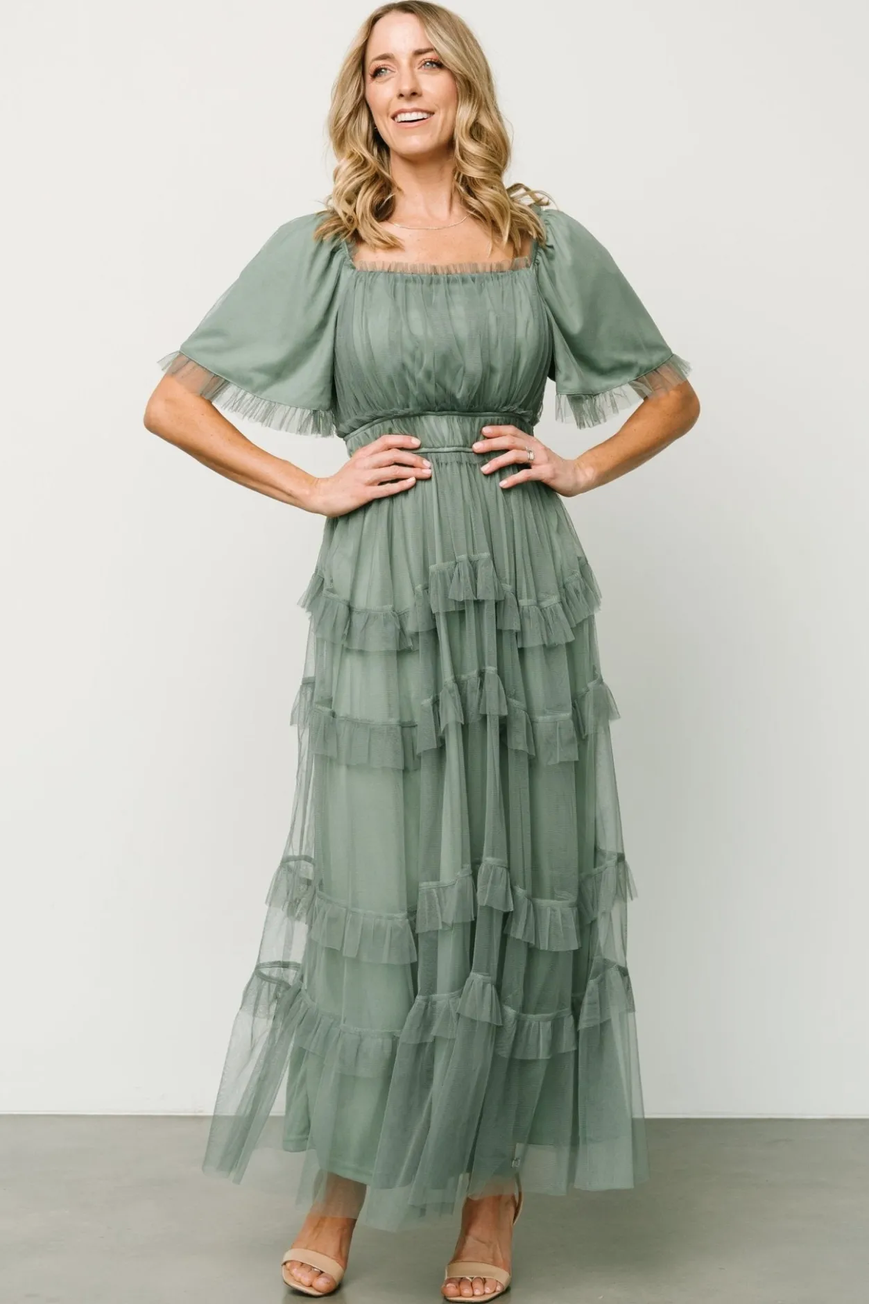 Best Baltic Born Magdalena Tulle Maxi Dress | Eucalyptus