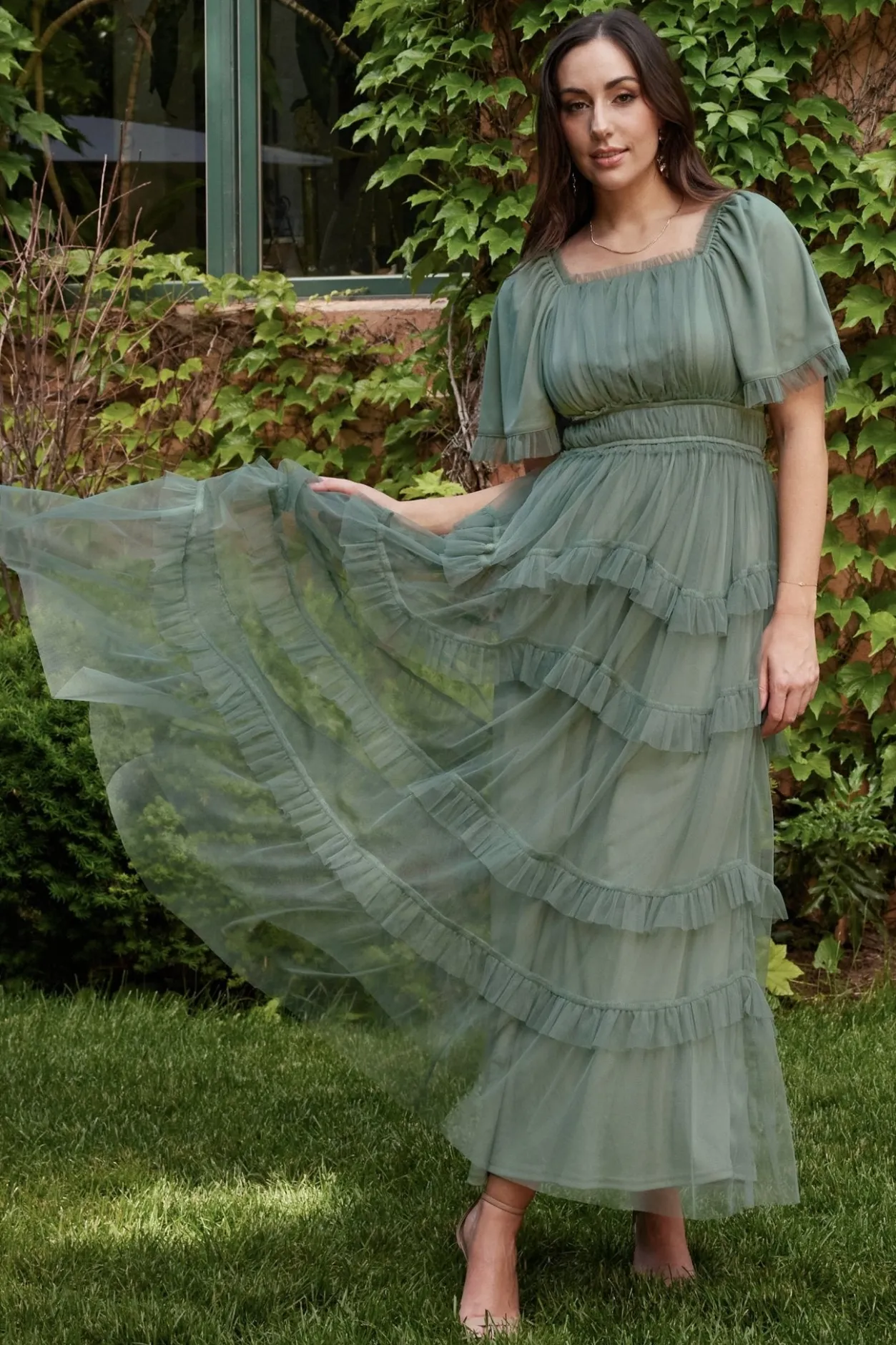 Best Baltic Born Magdalena Tulle Maxi Dress | Eucalyptus