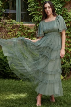 Best Baltic Born Magdalena Tulle Maxi Dress | Eucalyptus
