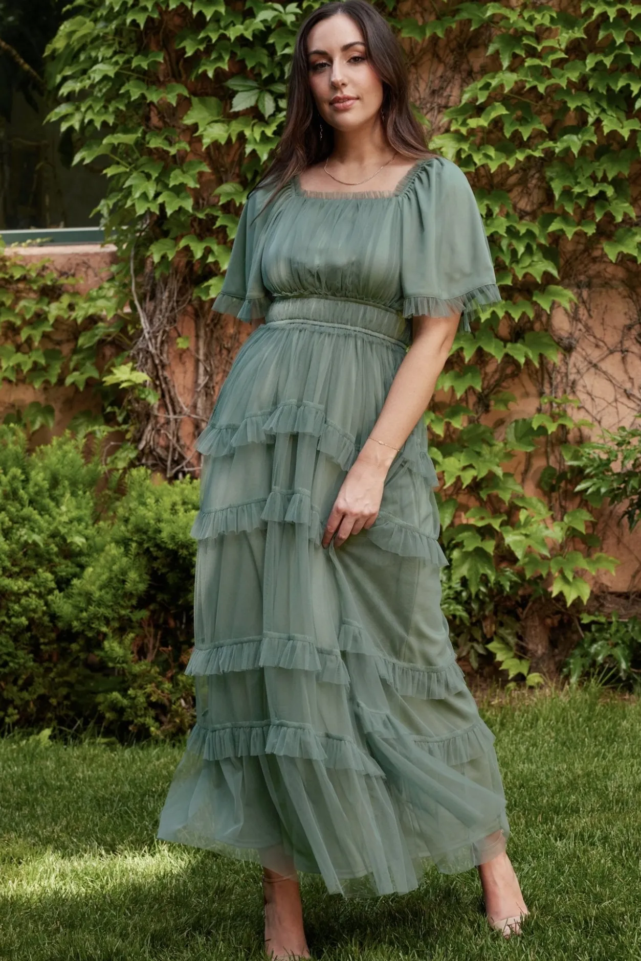 Best Baltic Born Magdalena Tulle Maxi Dress | Eucalyptus