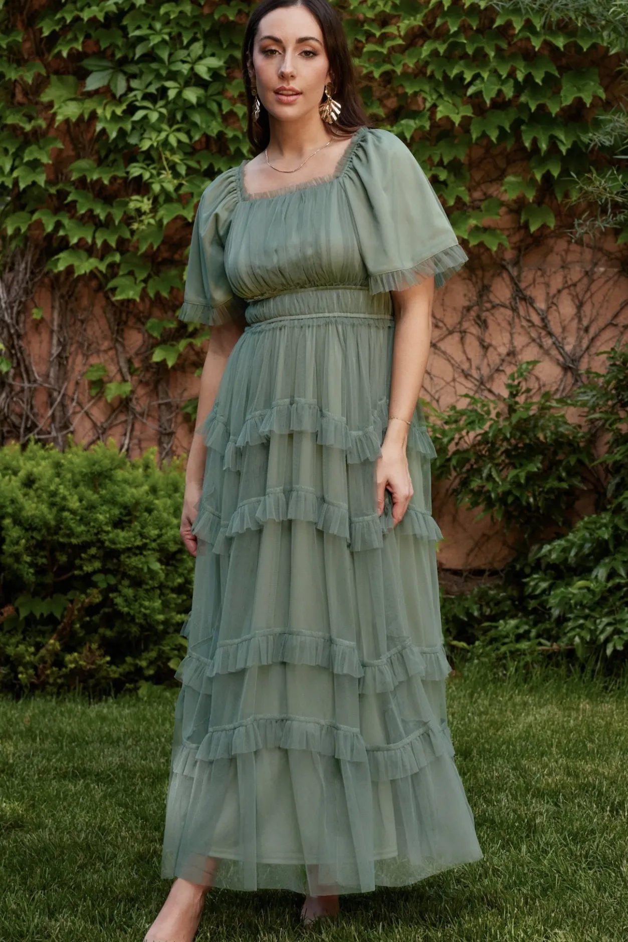 Best Baltic Born Magdalena Tulle Maxi Dress | Eucalyptus