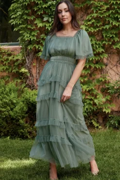 Best Baltic Born Magdalena Tulle Maxi Dress | Eucalyptus
