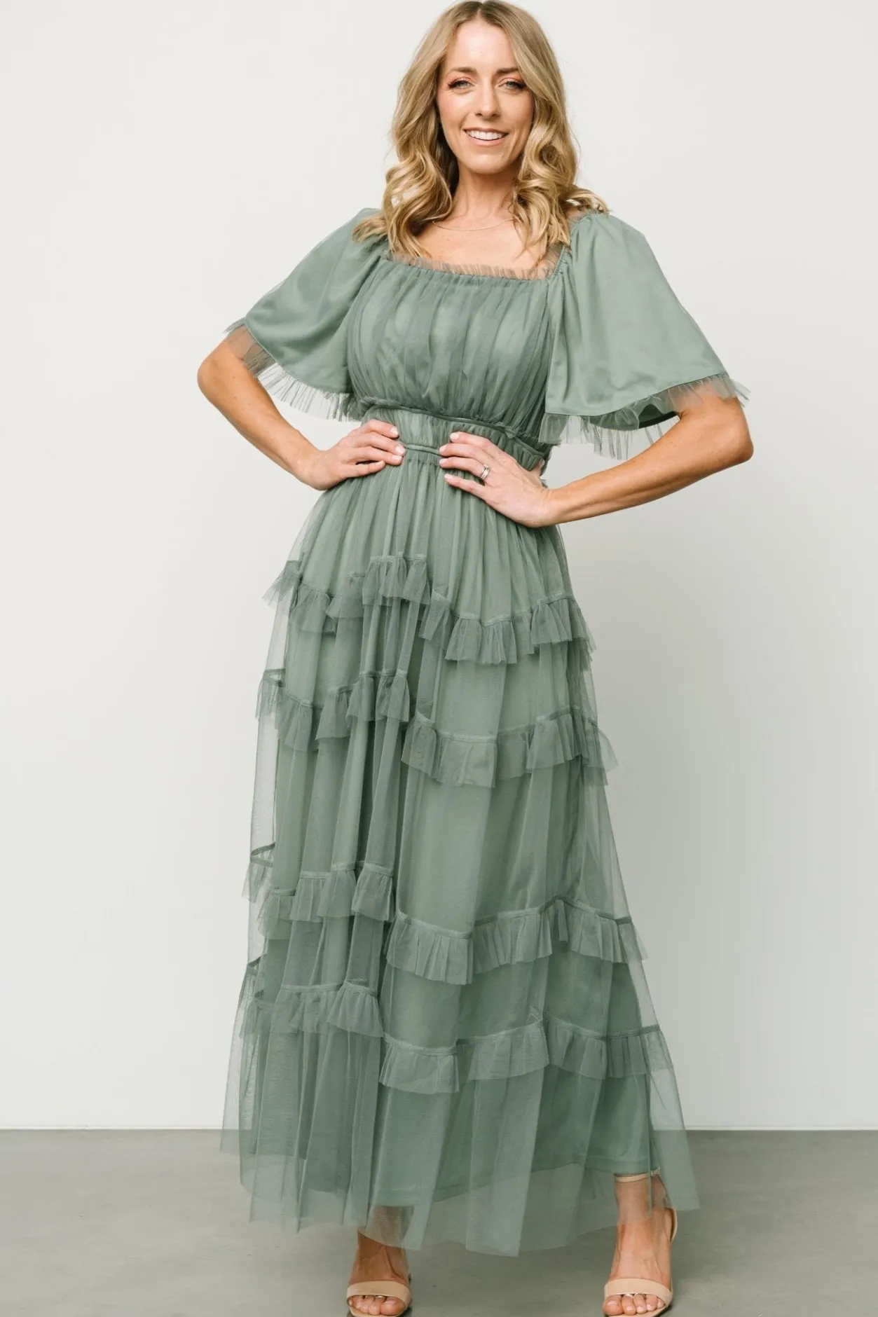 Best Baltic Born Magdalena Tulle Maxi Dress | Eucalyptus