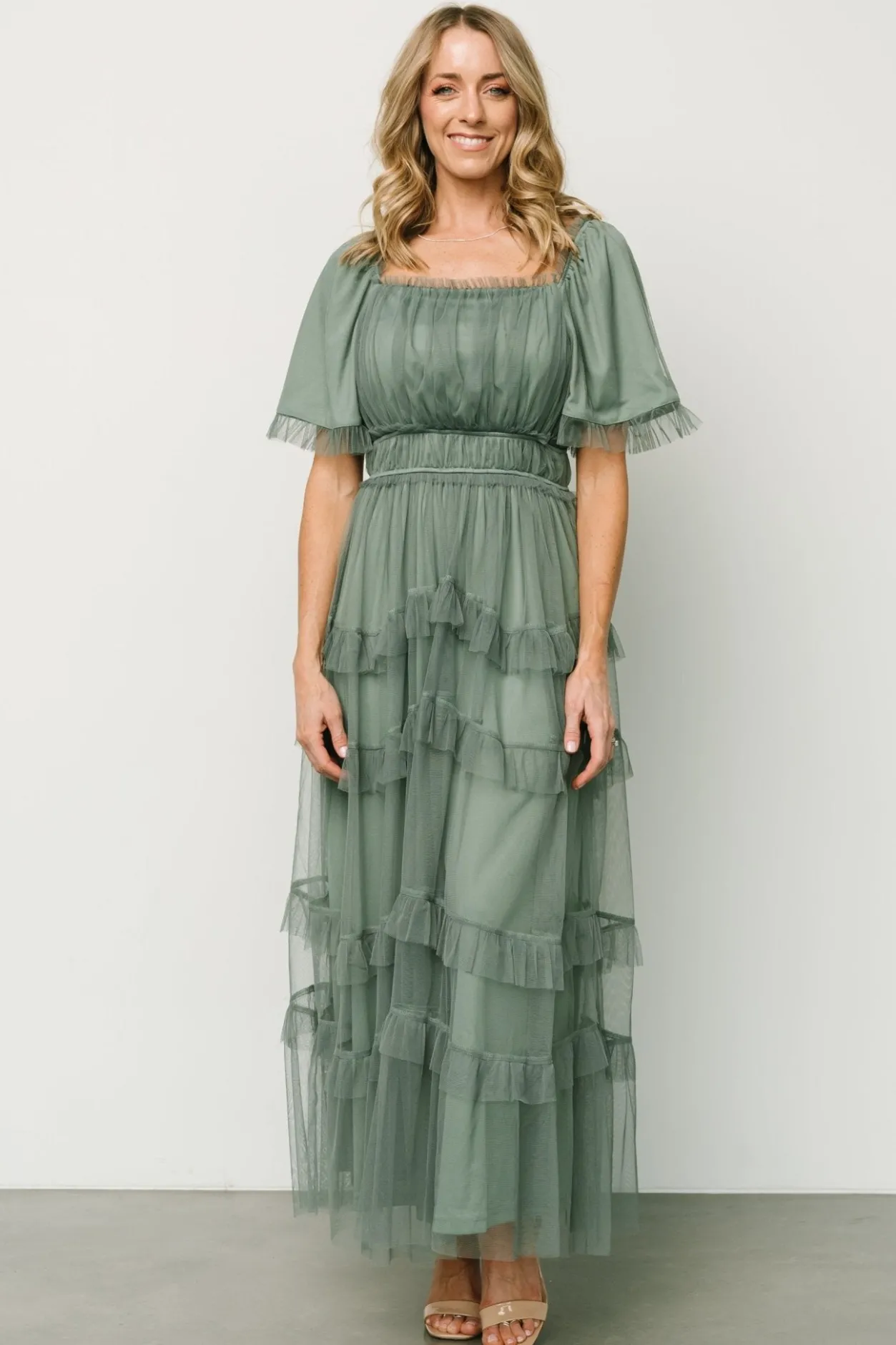 Best Baltic Born Magdalena Tulle Maxi Dress | Eucalyptus