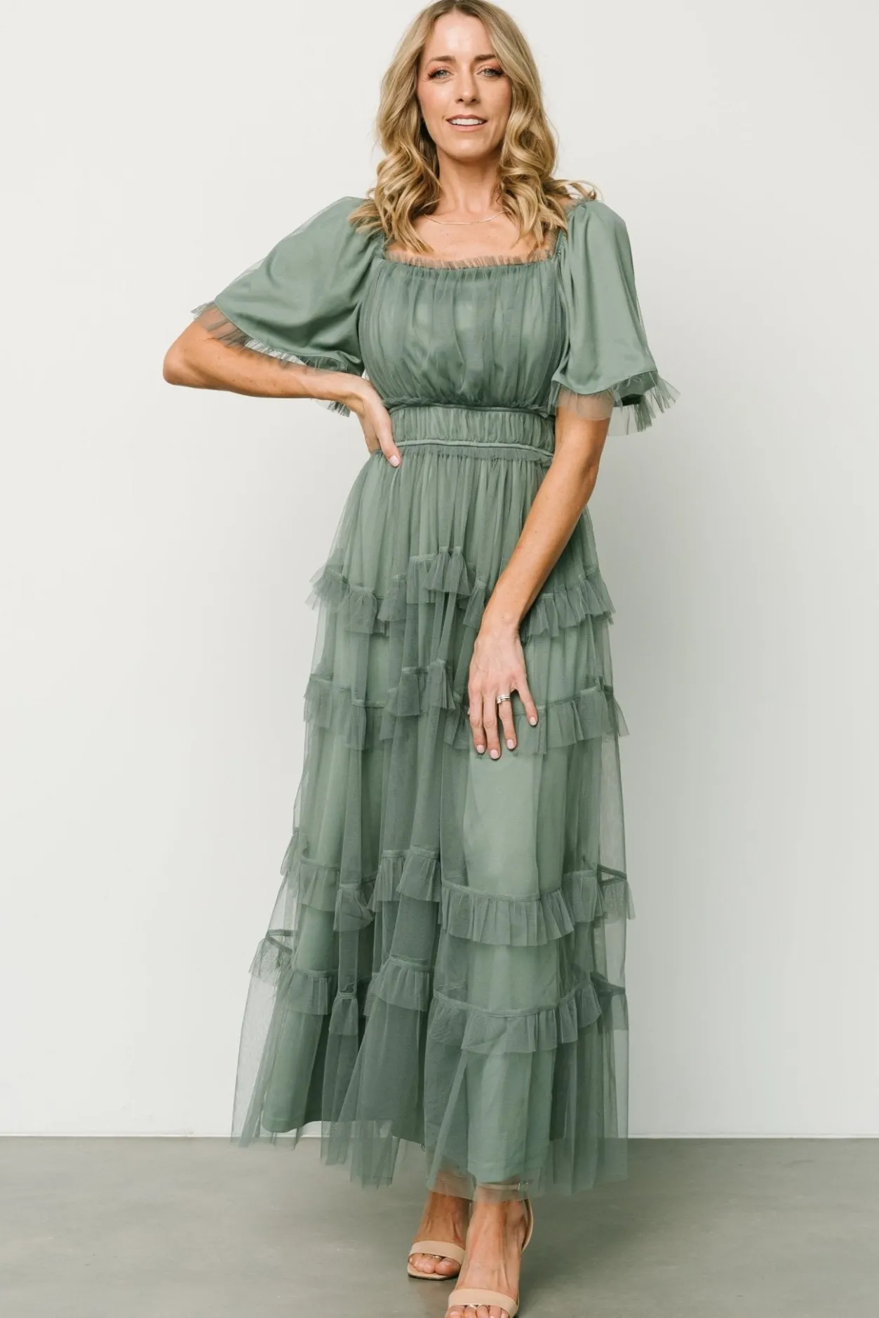 Best Baltic Born Magdalena Tulle Maxi Dress | Eucalyptus