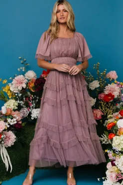 Outlet Baltic Born Magdalena Tulle Maxi Dress | Dusty Orchid DustyOrchid