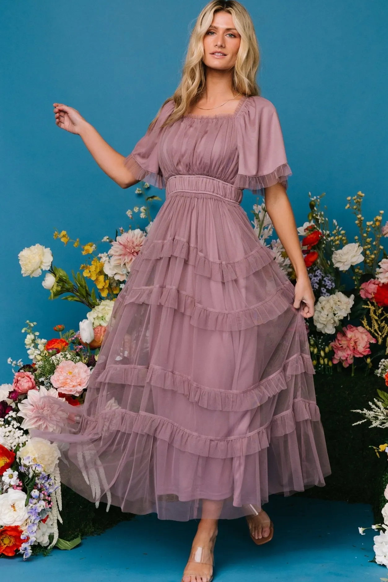 Outlet Baltic Born Magdalena Tulle Maxi Dress | Dusty Orchid DustyOrchid