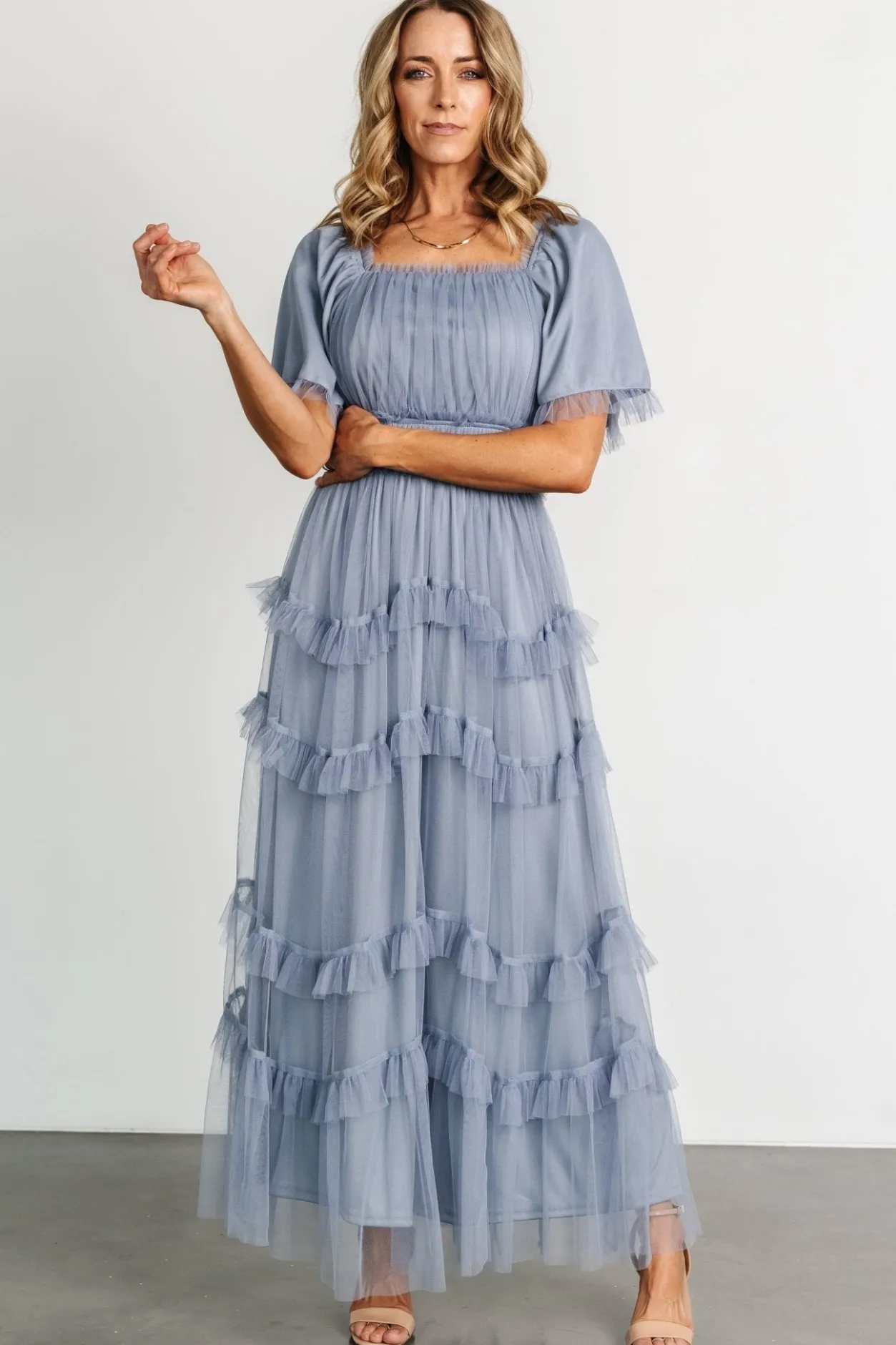 Hot Baltic Born Magdalena Tulle Maxi Dress | Dusty Blue DustyBlue