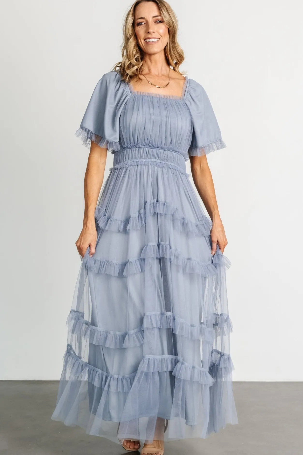 Hot Baltic Born Magdalena Tulle Maxi Dress | Dusty Blue DustyBlue