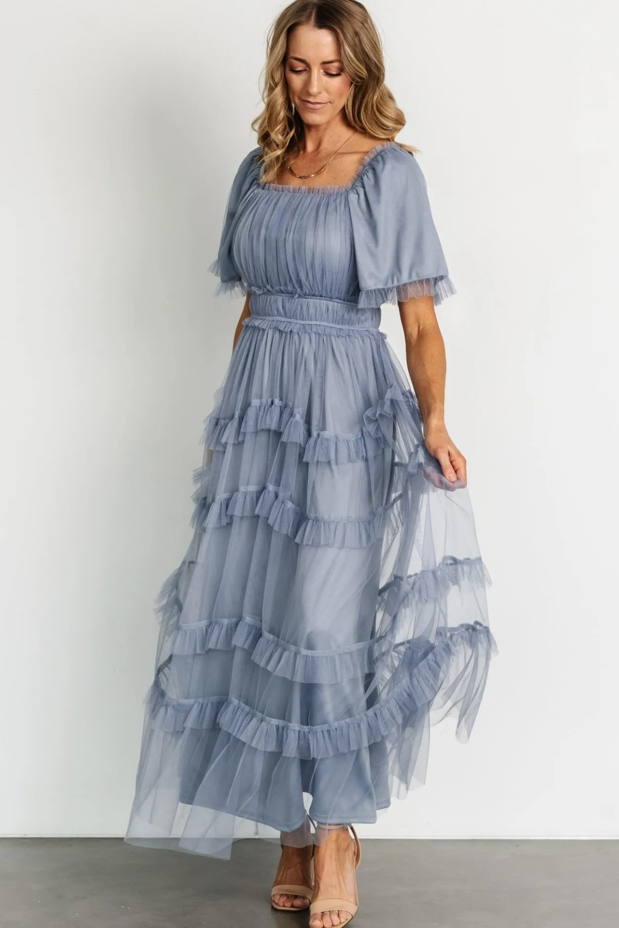 Hot Baltic Born Magdalena Tulle Maxi Dress | Dusty Blue DustyBlue