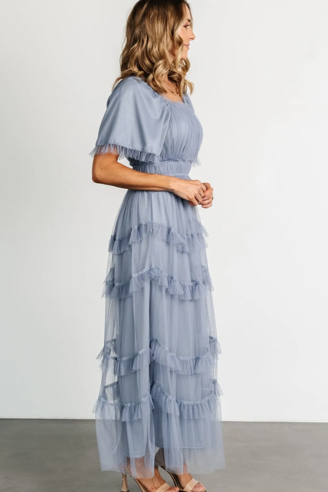 Hot Baltic Born Magdalena Tulle Maxi Dress | Dusty Blue DustyBlue