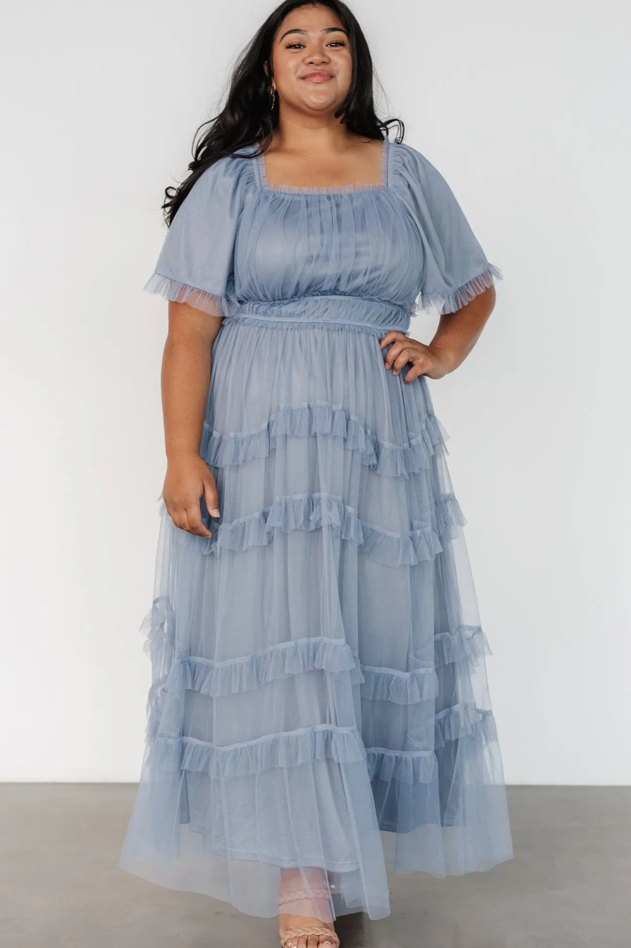 Hot Baltic Born Magdalena Tulle Maxi Dress | Dusty Blue DustyBlue