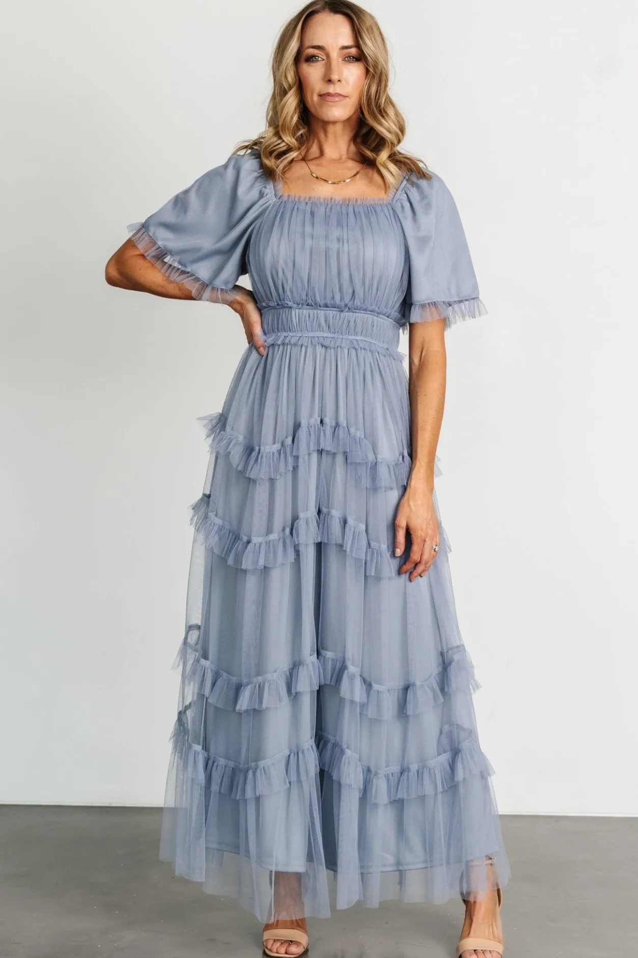Hot Baltic Born Magdalena Tulle Maxi Dress | Dusty Blue DustyBlue
