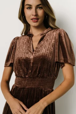 Discount Baltic Born Maida Embroidered Velvet Dress | Chocolate
