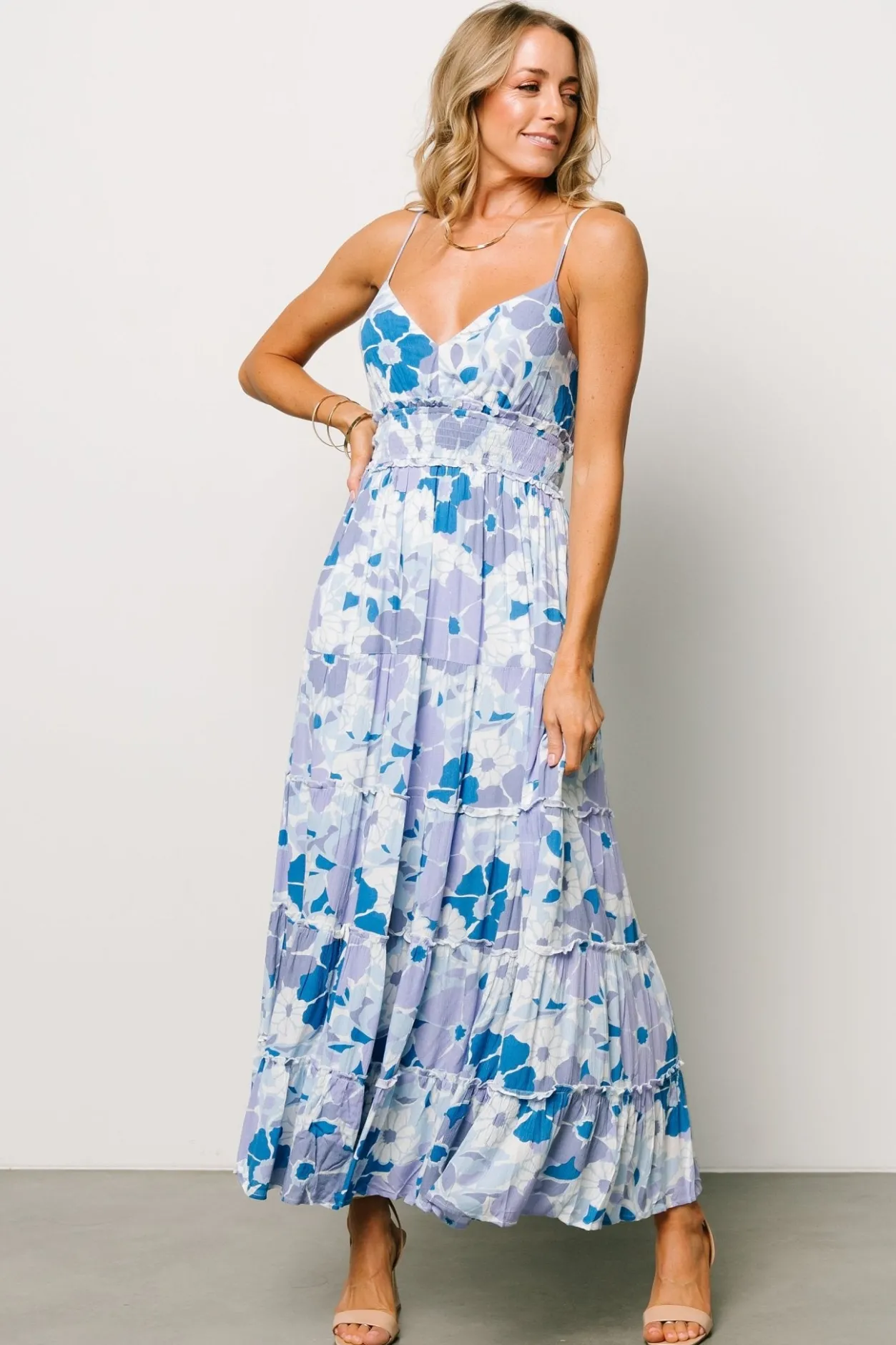 New Baltic Born Malia Cross Back Maxi Dress | Blue + Purple Multi Blue+PurpleMulti
