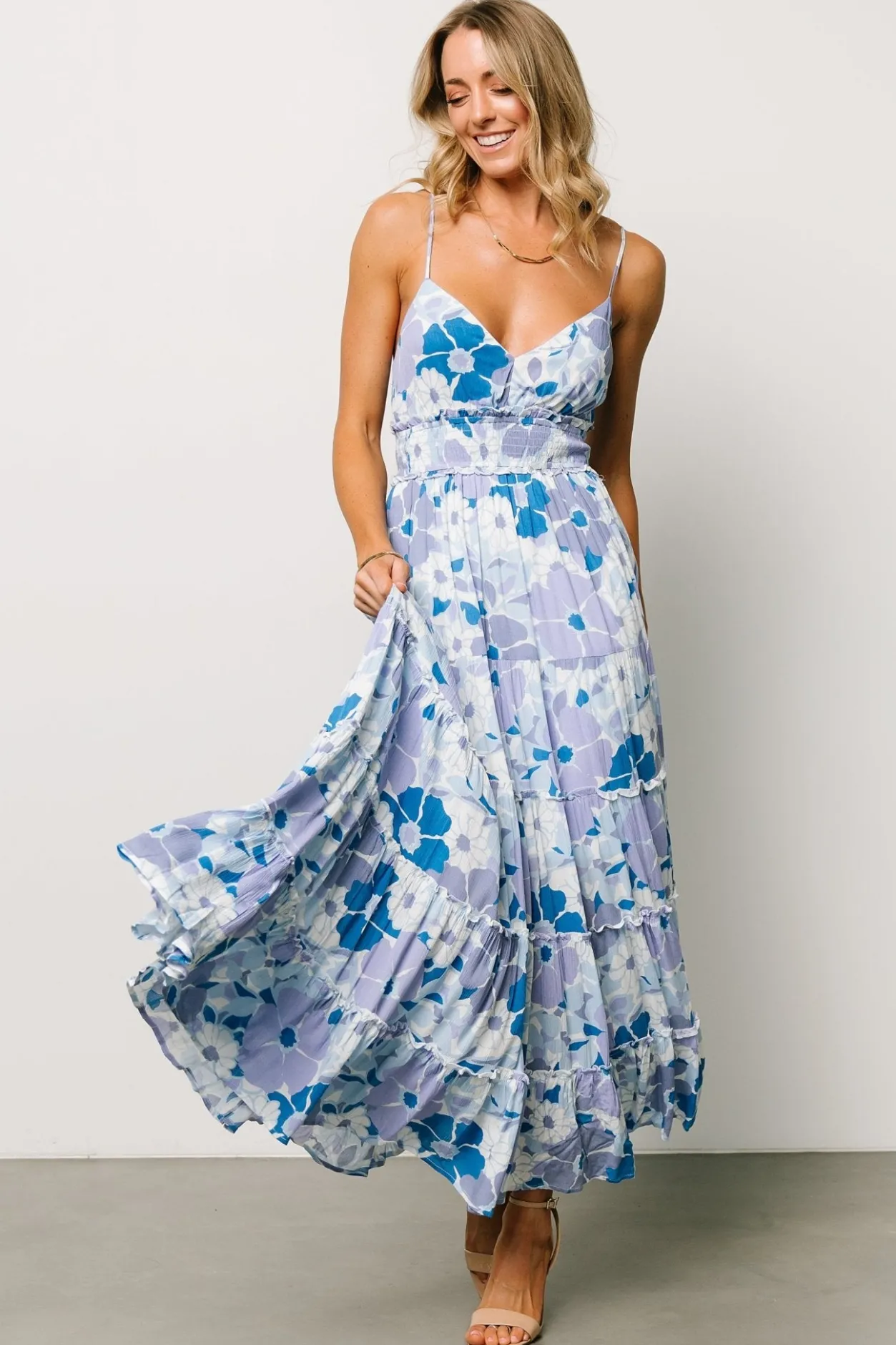 New Baltic Born Malia Cross Back Maxi Dress | Blue + Purple Multi Blue+PurpleMulti