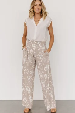 Sale Baltic Born Malta Smocked Waist Pants | Sand + White Sand+White