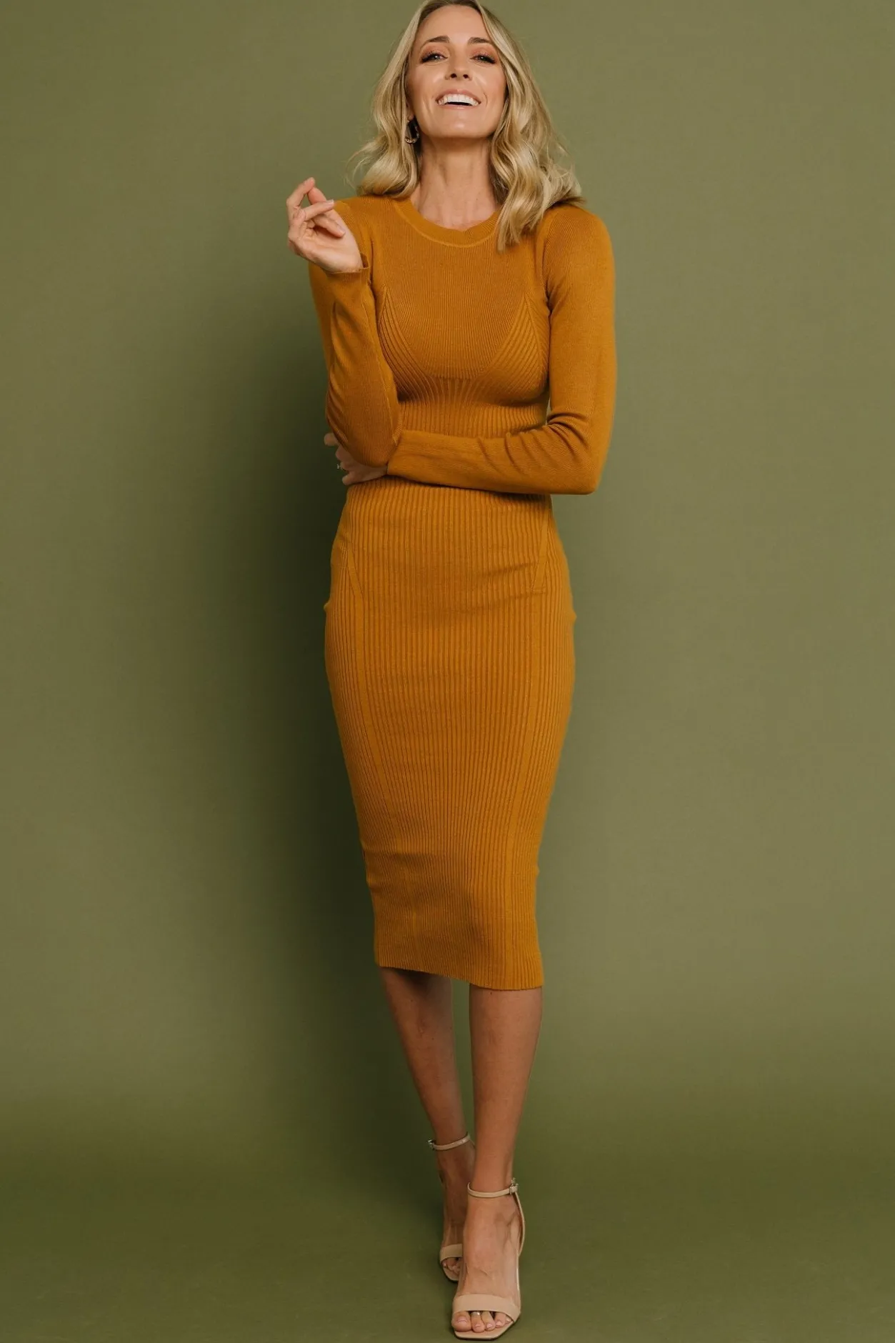 Hot Baltic Born Manhattan Ribbed Sweater Dress | Camel