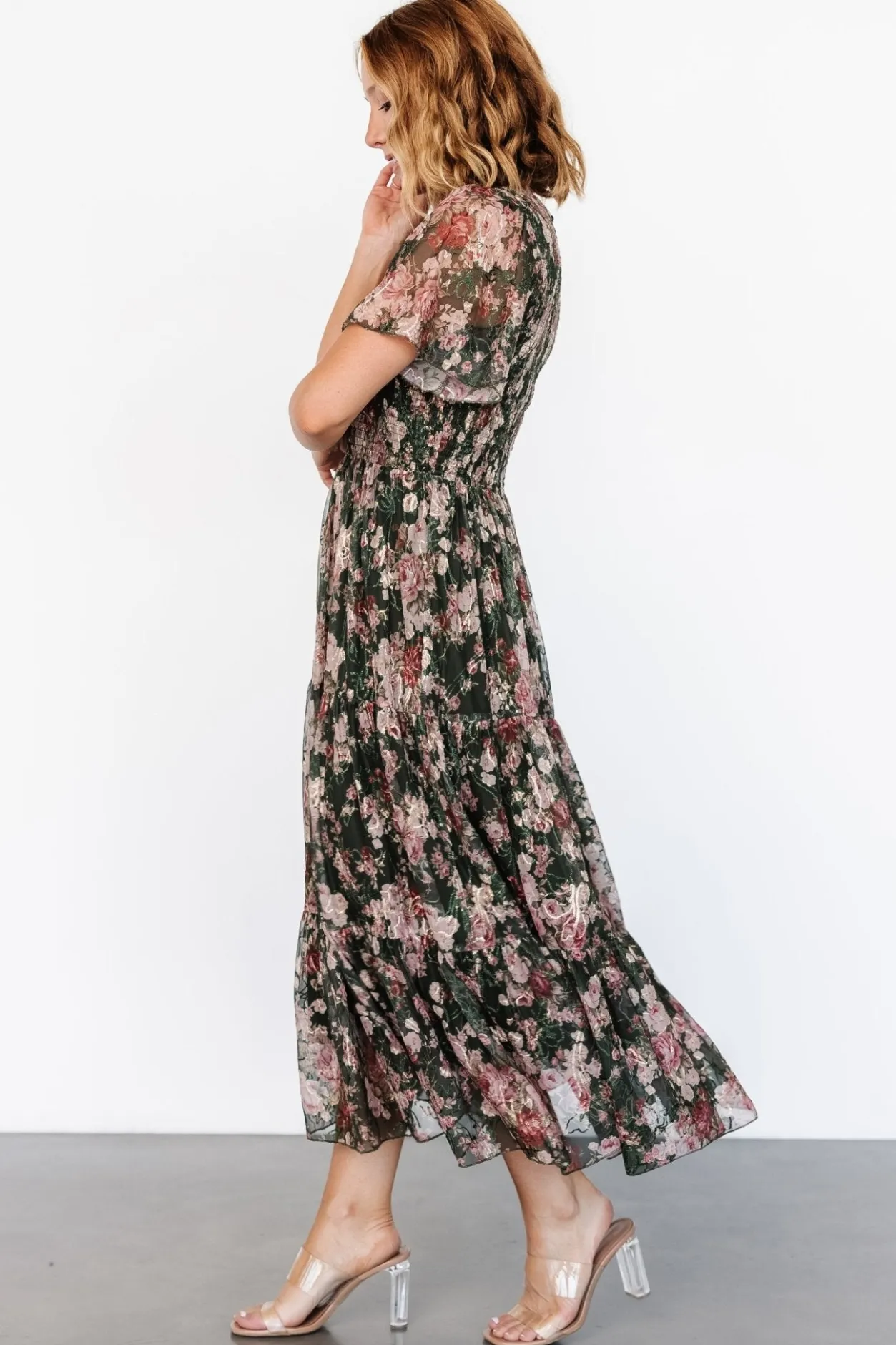 Best Baltic Born Mara Embroidered Tulle Dress | Dark Green + Blush Floral DarkGreen+BlushFloral